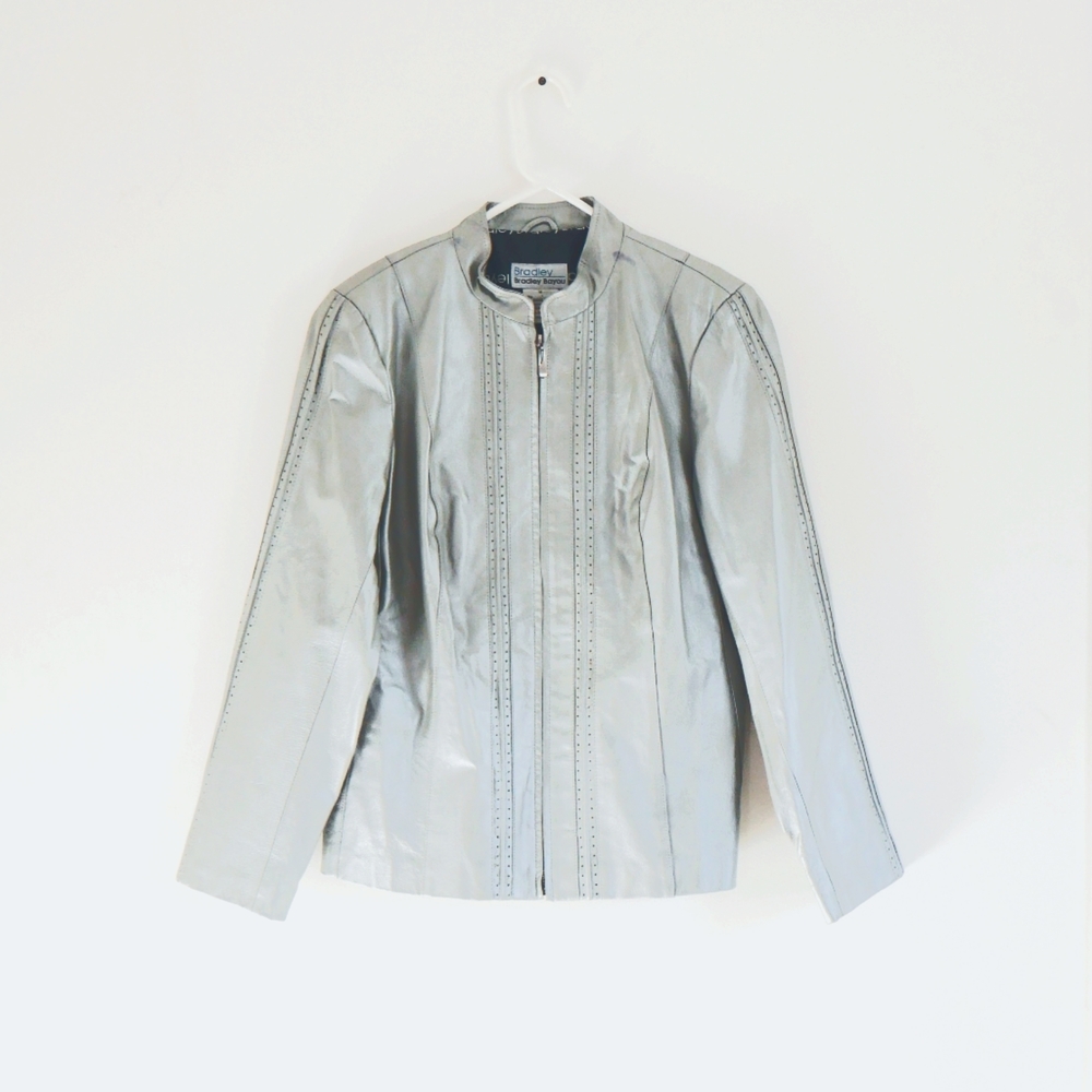 Bradley Bayou Pearly Silver Gray Genuine Leather Jacket